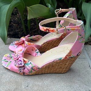 Jessica Simpson Delirah Espadrille Wedge Sandal Pink Floral (Size 7.5)